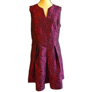 Luxe by Carmen Marc Valvo Magenta & Black Party Dress - Size 14